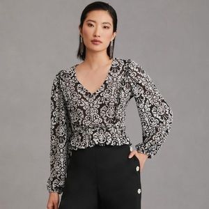 Anthropologie Black and White Blouse